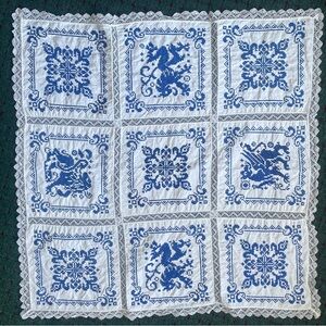 Blue and White Embroidered Tablecloth